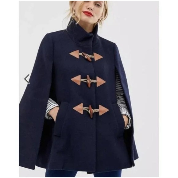 NWT J Crew Cape Jacket Coat Wool Cashmere Toggle Navy Nautical F4303 Size S - Picture 1 of 16